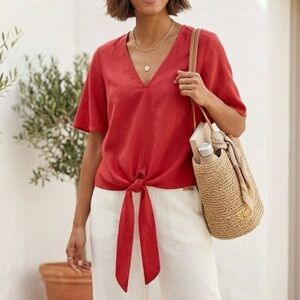 100% Premium Linen Soft Surroundings Avonia Wrap Top Size XL